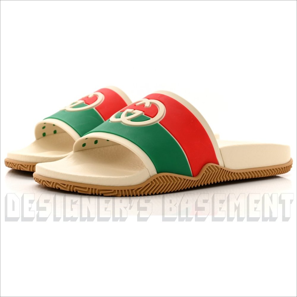 GUCCI woman 36EU - 6US Agrado INTERLOCKING G Logo Cream rubber Slide sandals NIB